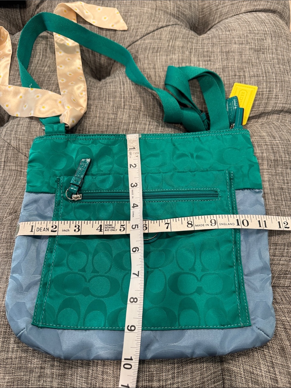 Coach Bag Getaway Green Blue Colorblock  Signature Logo Jacquard Crossbody Bag - Picture 17 of 17
